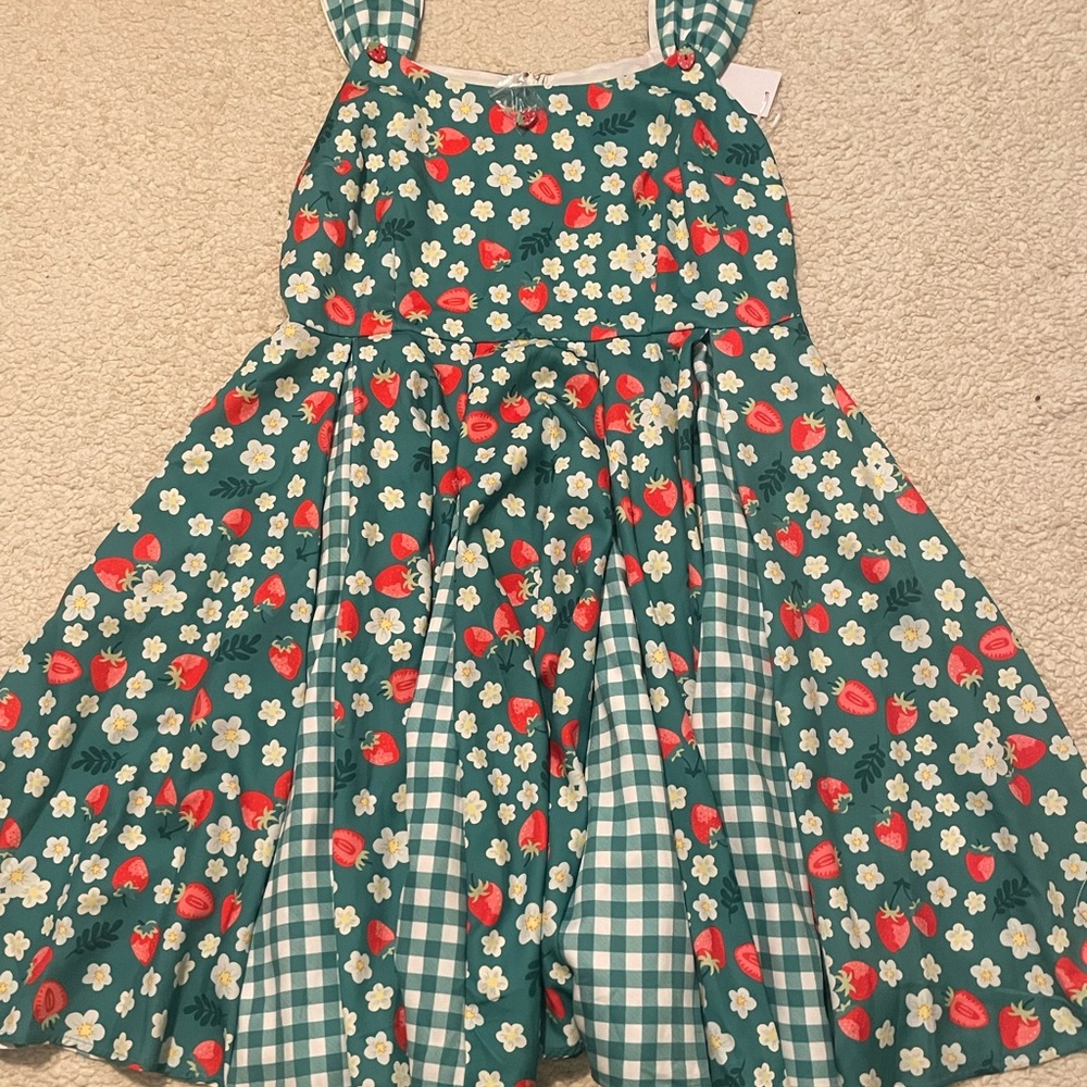 Green strawberry floral womens Dress